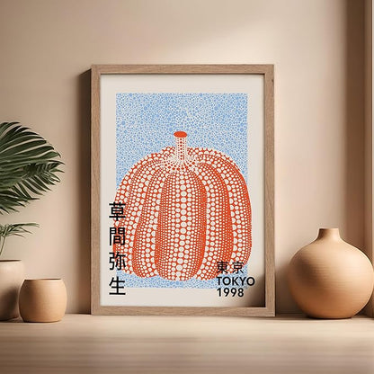 Poster Master Pumpkin Forever Print - Vintage Infinity Dots Poster - Tokyo Art - Chic Gift for Men, Women - Perfect Decor for Living Room, Bedroom, Office - 16x20 Beige Framed