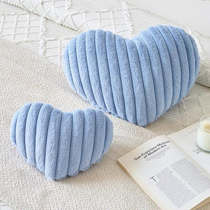 Heart Pillow, Heart Shaped Pillow with Soft Plush for Couch Bed, Decorative Throw Pillows for Bedroom Livingroom, Cozy Heart Pillows Home Decor Pillow Cushion (Grey Blue, Mini 12.9" x 9.8")