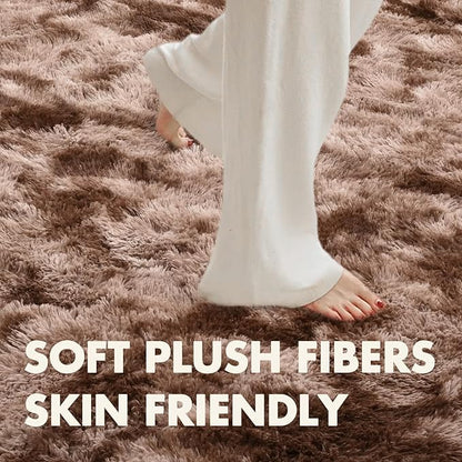 6x9 Ft Large Shag Brown Area Rug for Living Room, Tie-Dyed Ultra Soft Fluffy Furry Rugs for Bedroom Indoor Floor, Aesthetic Carpet for Kids Home Decor (Coffee)