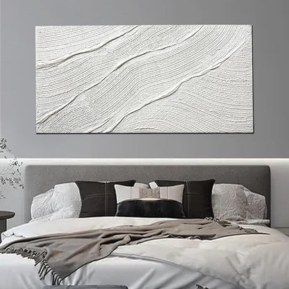 Tarfupth Large Abstract Canvas Wall Art for Living Room White Minimalist Textured Painting Hand-Painted Modern Neutral Artwork for Bedroom Office Decor 29"x58"