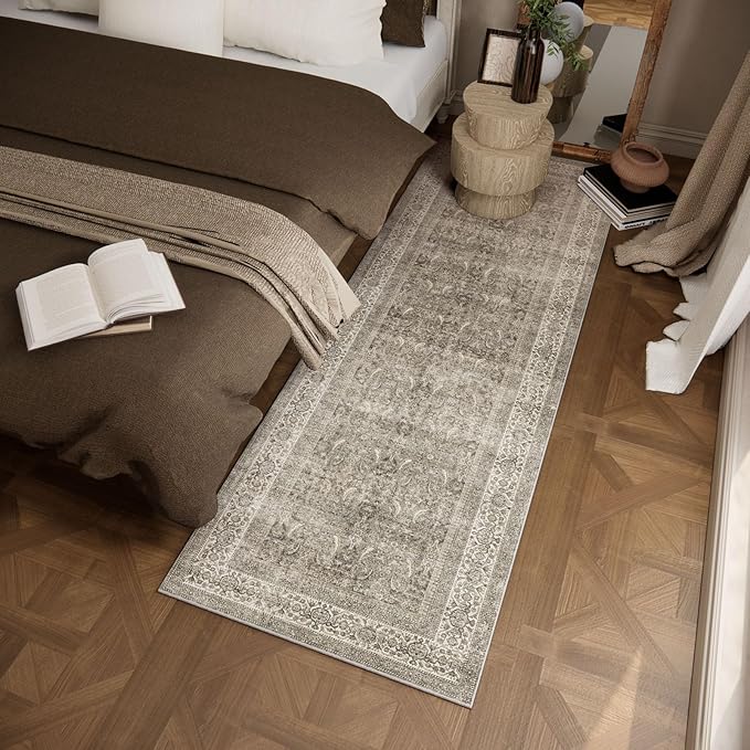 Washable Runners for Hallways Kitchen Rug: 2'x6' Runner Rugs Stain Resistant Non Slip Low Pile Soft Carpet Runners for Hallways Bedroom Entryway Indoor Beside Bathroom Laundry Room