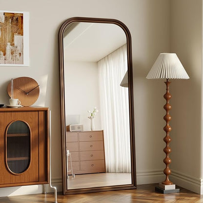 28"×69" Rounded Top Large Full Length Mirror, Arched Vintage Floor Stangding Body Mirror - PU Frame, Wall Mounted Hanging Leaning Antique Decor for Dressing Room, Entryway, Bedroom, Bronze