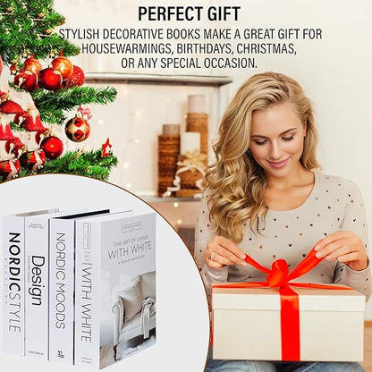 PROBENEX Mono Large | 4 PCS Faux Decorative Books for Home Decor | Not Real Books (Cardboard Boxes) | Coffee Table, Shelf Styling & Modern Aesthetic Accent Pieces for Living Room, Office