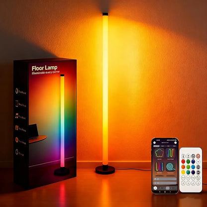 ICRGB Floor Lamp, Smart LED Corner Standing Light, 123.5cm, USB Powered, App & Remote Control, 16 Million Colors, for Bedroom Living Room Gaming Room Decor