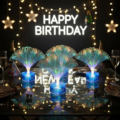 Amylove Mini Fiber Optic Lamp Bulk LED Light Color Changing Table Centerpiece Glow in The Dark Party Favors Supplies for Wedding Graduation Prom Birthday Disco Dance Decorations(9 Inch,Clear)