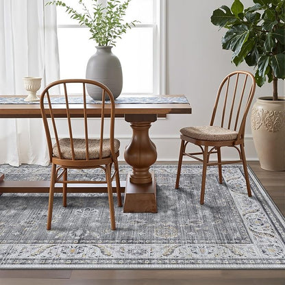 LUMI 5x8 Washable Area Rug for Living Room, Ultra Soft Traditional Vintage Rugs Non Slip with Rubber Backing, Low Profile, High Traffic, Stain Resistant Carpets, Ideal for Bedroom, Dining Room