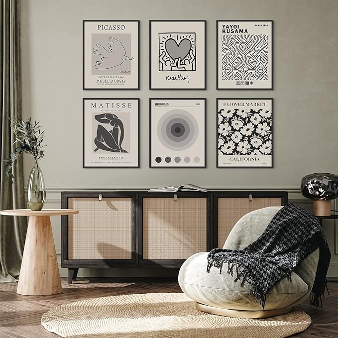 Habseligkeit Gray Master Wall Art Prints, Abstract Matisse Wall Art Exhibition Posters, Vintage Wall Art Prints, Retro Room Decor for Aesthetic Bedroom 11x14inch, Unframed