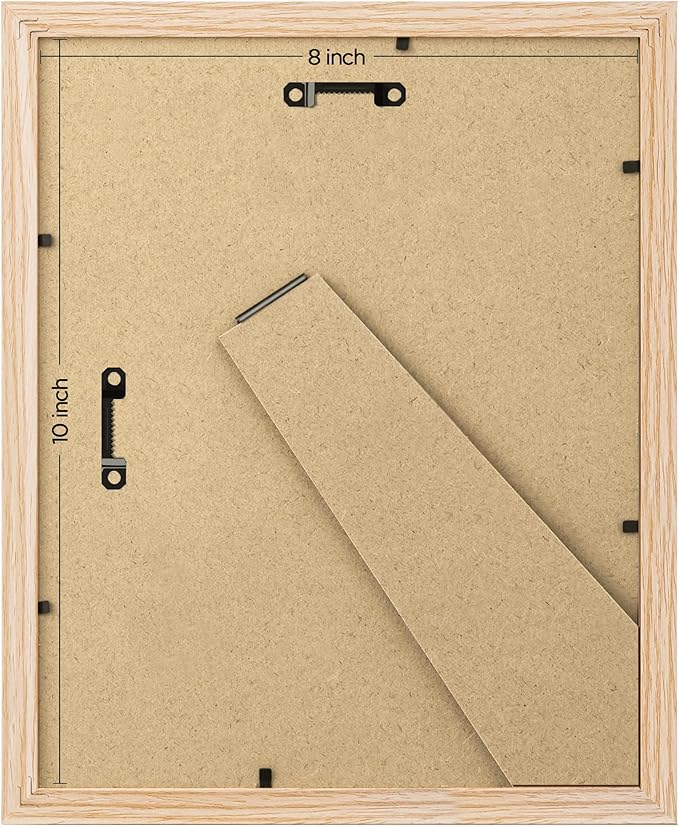 eletecpro 8x10 Picture Frames Set of 10, Picture Frame Collage Wall Decor Display 5x7 Photo with Mat or 8x10 without Mat, Home Decor Gallery Frame for Table Top or Wall Mounting, Natural