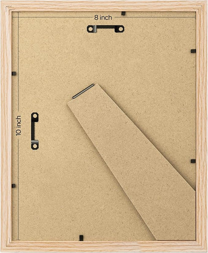eletecpro 8x10 Picture Frames Set of 10, Picture Frame Collage Wall Decor Display 5x7 Photo with Mat or 8x10 without Mat, Home Decor Gallery Frame for Table Top or Wall Mounting, Natural