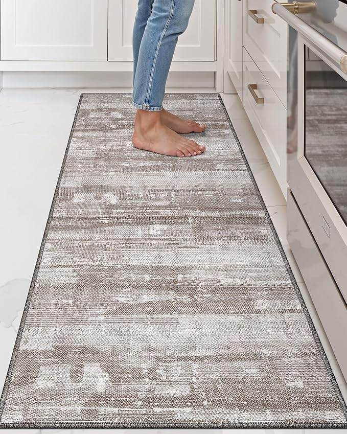 LUMI 2x6 Washable Kitchen Rug for Floor, Non Slip Runner Rugs with Rubber Backing, Low Pile Comfort Area Carpet for Standing, Living Room, Entryway, Laundry, Hallways