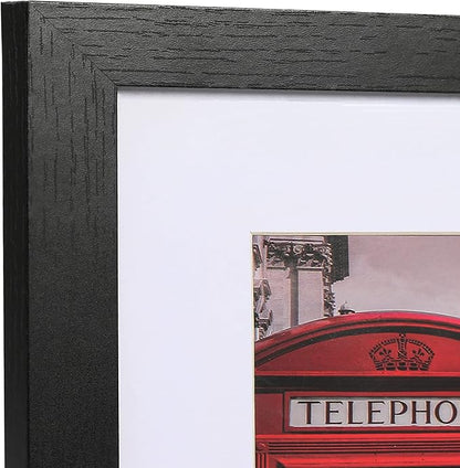 PEALSN 8x10 Picture Frame Set of 6, Display Picture 5x7 with Mat or 8x10 Without Mat, Black Woodgrain