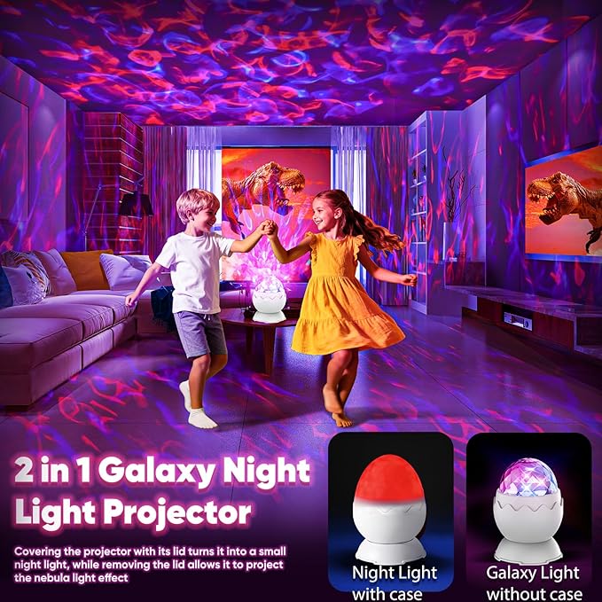 Galaxy Light Projector, 2-in-1 Night Light Projector, Timer & Remote Control, Galaxy Projector for Bedroom & Gift for Kids, Birthday, Christmas, White