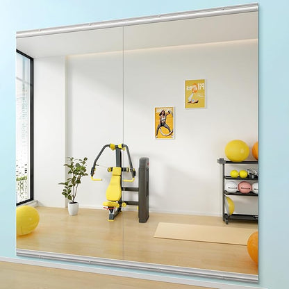 Hasipu Home Gym Mirror 79" L x 36" W - 2PCS Large Full Body Mirror for Yoga, Fitness, Garage, Dance Studio, Wall-Mounted, 0.16in Tempered Glass Frameless