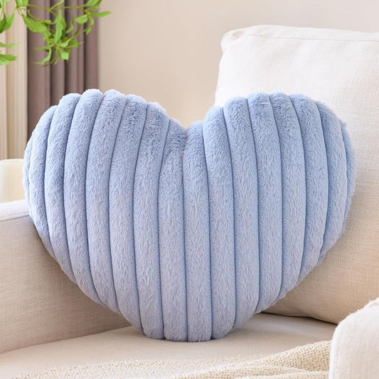 Heart Pillow, Heart Shaped Pillow with Soft Plush for Couch Bed, Decorative Throw Pillows for Bedroom Livingroom, Cozy Heart Pillows Home Decor Pillow Cushion (Grey Blue, Mini 12.9" x 9.8")
