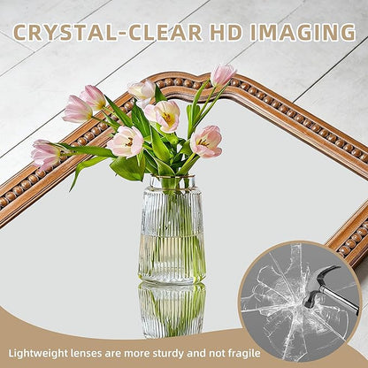 36x24 Inch Farmhouse Arch Wall Mirror, Wood Beaded Framed Decorative Mirrors for Living Room, Bedroom, Vanity, Bathroom, Entryway