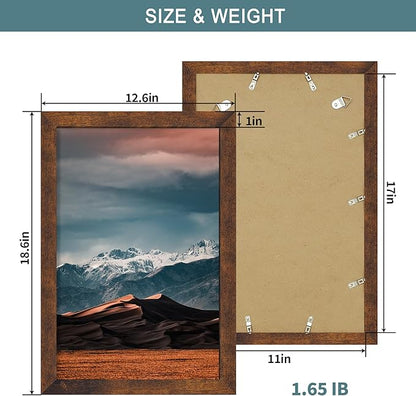iRahmen 11x17 Picture Frame with Plexiglass - Wooden Poster Frame for Photo Wall Gallery Mounting (Dark Brown, Set of 2)