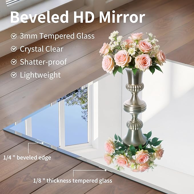 CILIBER Beveled Mirror, 30x55 Large Frameless Bathroom Mirrors for Wall, 3mm Tempered Glass Rectangle Vanity Mirror with Beveled Edge, Crystal-Clear, Hangs Horizontally or Vertically