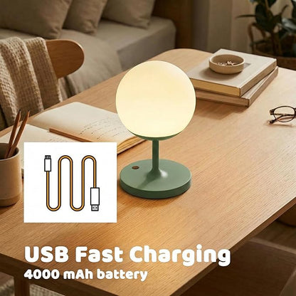 WEILAILUX Cordless Table Lamp with Globe Shade, Rechargeable Dimmable Bedside Light, Shower Lamp Waterproof, Touch Control, 8-72 Hours Runtime, 2700K Warm White for Indoor Outdoor (Gold, Short)