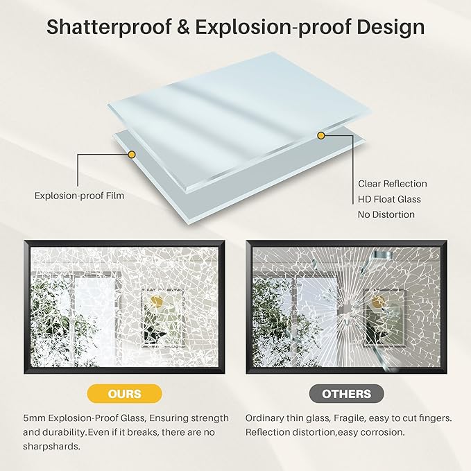 Briivue 24x30 Inch Black Bathroom Mirror for Wall, Thick Metal Framed Rectangle Mirrors for Over Sink, Bedroom, Living Room, Entryway, Anti-Rust, HD Tempered Glass
