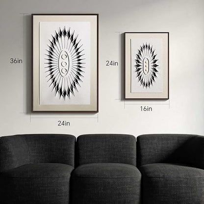 3D Textured Framed Abstract Wall Art for Bedroom, 3 Piece Modern Geometric Artwork for Walls, Black White Sandstone Texture Minimalist Pictures for Meditation Room Office Decor, 16x24 In