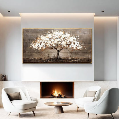 Wapluam Tree Of Life Wall Art,Neutral Abstract Canvas Painting Art Prints,Framed Wall Art,Wall Decor For Living Room,Nature Plant Modern Pictures For Bedroom Bathroom Dining Room Office Artwork 20x40