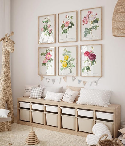 DREAM BIG PRINTABLES Vintage Flowers Wall Art Prints (Set of 6) - 11x14 Unframed