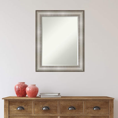 Amanti Art Silver Bathroom Mirror for Over Sink, 29x23 Imperial Silver Rectangle Vanity Mirror, Medium Traditional Frame, Hangs Horizonally and Vertically, Bathroom Wall Decor, Beveled Edge