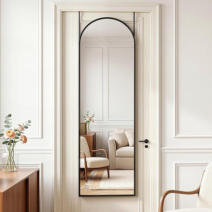 Antok Full Length Over-the-Door Hanging Mirror - Freestanding Wall Mount Leaning Body Mirror for Bedroom Living Room Entryway, 48" L x 14" W, Black