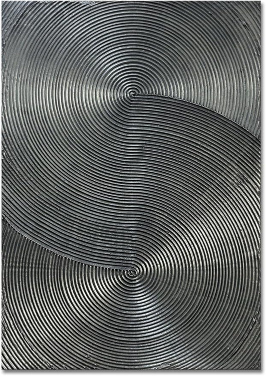 Slyart Handmade Modern Abstract Painting 3D Texture Wall Art 28x40 inches Minimalist Silver Gray Artwork Vertical Painting on Canvas Wall Decor