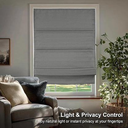 CHICOLOGY Cordless Roman Shade Window Treatment, Room Darkening Privacy Liner, True-to-Size No Deduction, Inside/Outside/Ceiling Mount, Cordless for Kids & Pets, 29" W x 64" H, Del Mar Pearl Grey