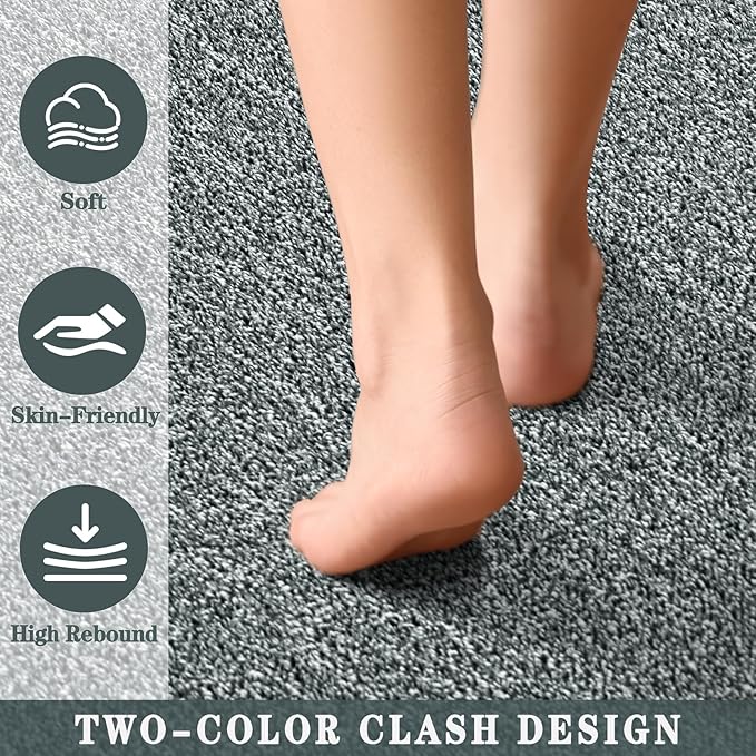7x10 Area Rugs for Bedroom Living Room, Grey Green Soft Low-Pile Modern Indoor Thickened Memory Foam Non-Slip Washable Carpets for Kids Dorm Home Decor Rug