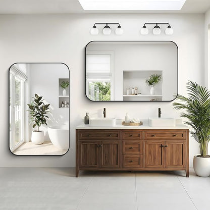 DESBING 36" x 55"Bathroom Mirror, Matte Black Wall Mirror with Metal Frame, Decorative Rectangular Vanity Mirror for Bedroom Bathroom Living Room Entryway (Horizontal/Vertical)