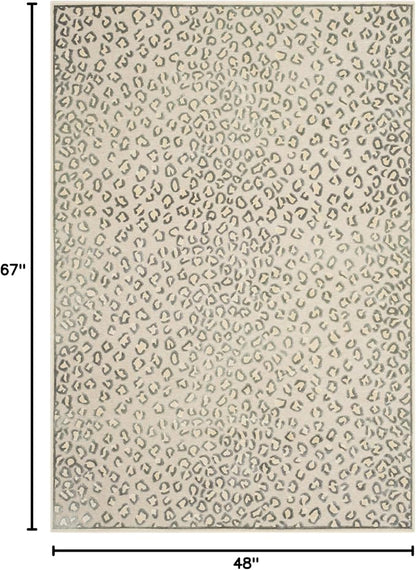 SAFAVIEH Paradise Collection Accent Rug - 4' x 5'7", Cream & Multi, Animal Print Viscose Design, Ideal for High Traffic Areas in Entryway, Living Room, Bedroom (PAR84-2440)