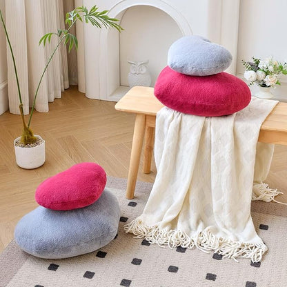 XVTRU Grey Heart Pillows, Cute Heart Decorative Pillow, Heart Shaped Throw Pillows for Bed, Faux Rabbit Fur Plush Hoom Decor Pillow Cushion for Chair Sofa Living Room (Large-19.6"x15.7")