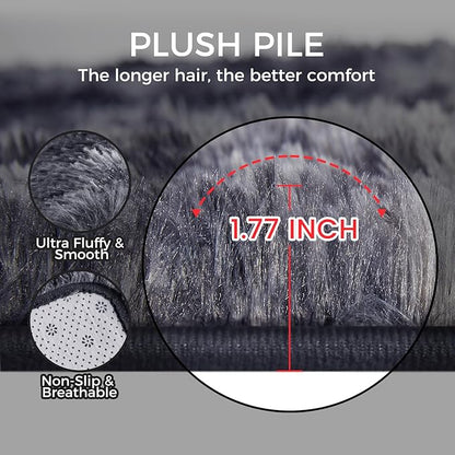 Ultra Soft Rug for Living Room, 3X5 Fluffy Shag Area Rug for Bedroom, Modern Shaggy Carpets Fuzzy Rug for Teens Dorm Nursery Home Decor Aesthetic, Upgrade Anti-Skid Durable, Tie Dye Black and Grey