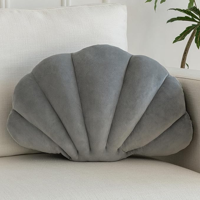 Shell Pillow, Shell Shaped Decorative Throw Pillows with Velet for Couch Bed, Cute Seashell Beachy Room Decor Aesthetic Throw Pillows for Bedroom Living Room