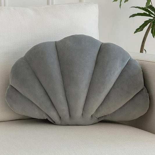 Shell Pillow, Shell Shaped Decorative Throw Pillows with Velet for Couch Bed, Cute Seashell Beachy Room Decor Aesthetic Throw Pillows for Bedroom Living Room