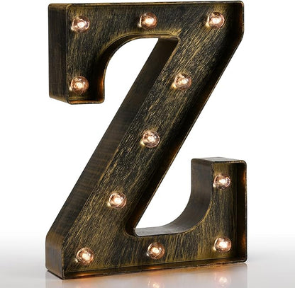 Pooqla Vintage Light Up Marquee Letters with Lights – Illuminated Industrial Style Lighted Alphabet Letter Signs - Coffee Bar Apartment Bedroom Wall Home Initials Decor A-Z