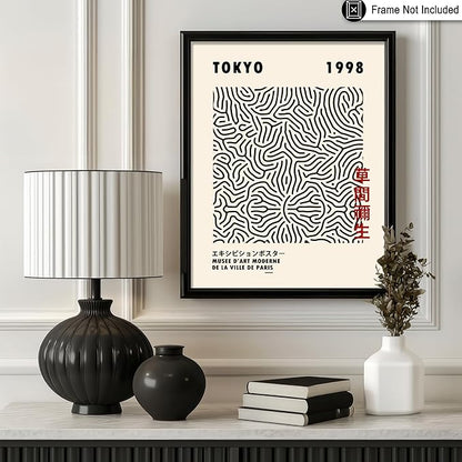 Poster Master Vintage Poster - Retro Black Lines Print - Tokyo & Japanese Abstract Art - Gift for Men & Women - Pop Art Decor for Office or Living Room - 16x20 UNFRAMED