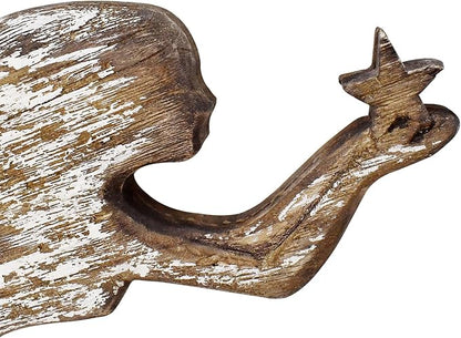 Veclotch Wood Mermaid Nautical Beach Wall Decor, Rustic Mermaid Wooden Hanging Coastal Wall Art Sculpture for Home, Lake House, Ocean Bathroom Decor, White,brown,aqua