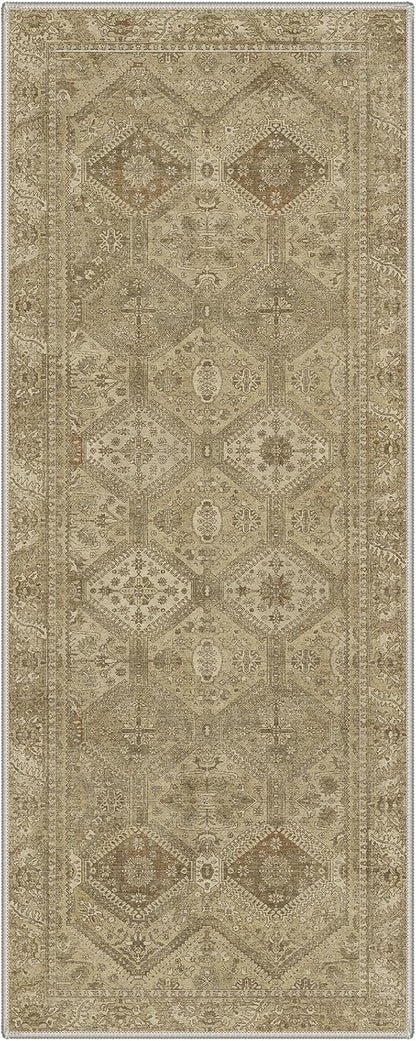 GENIMO Runner Rug 2x5 Non Slip Machine Washable Hallway Runner Rug, Low Pile Lightweight Rugs for Entryway, Hallway, Kitchen and Corridor, Tan Brown