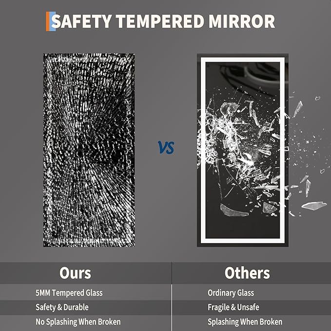 60x30 LED Bathroom Mirror with Lights, Frameless Wall Mounted Vanity Mirror with Front & Backlight, 3-Color Touch Switch, 1.8M Power Cord, Dimmable, for Bathroom