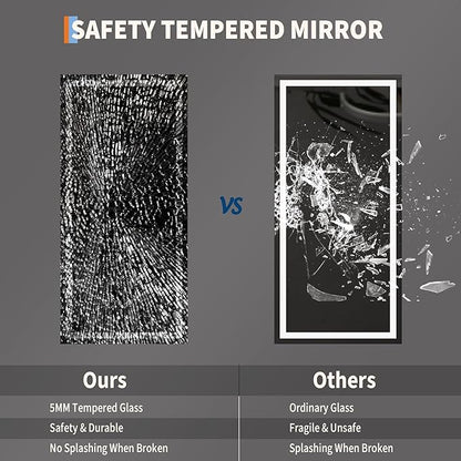 60x30 LED Bathroom Mirror with Lights, Frameless Wall Mounted Vanity Mirror with Front & Backlight, 3-Color Touch Switch, 1.8M Power Cord, Dimmable, for Bathroom