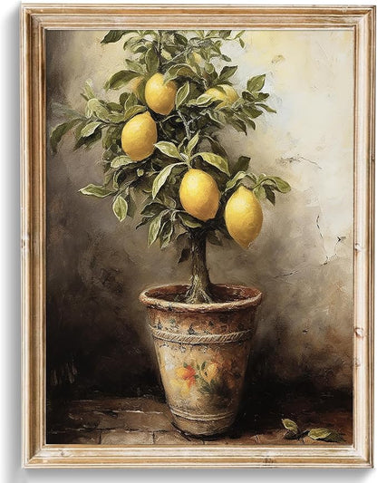 uniro Vintage Wall Art Prints, Vintage Lemons Tree Canvas Art Prints Painting, Antique Fruit Wall Art Picture, Rustic Kitchen Art Farmhouse Cottagecore Wall Decor for Kitchen, Dining Desktop Decor - ( 8" x 10"-UNFRAMED)