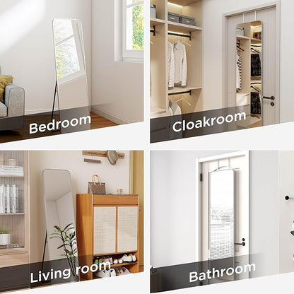 SCWF-GZ Rectangle 57x16 Mirror Full Length Wall Mounted Hanging or Against Wall Metal Frame Dressing Make-up Mirrors for Entryway Bedroom Bathroom Living Room 57 16 inch Silver