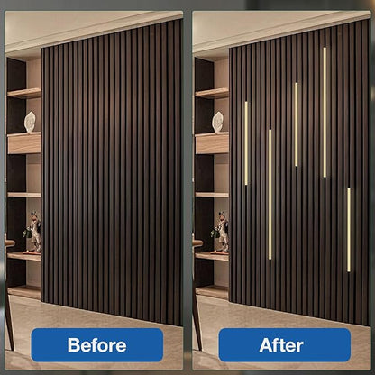 NeatiEase LED Recessed Lighting Kit for Wood Slat Wall Panel, 6 Pcs Self-adhesive 3000K Warm LED Light with Smart Switch and Adjustable Brightness for Cabinet, Headboards, Kitchen (2*24"+2*20"+2*16")