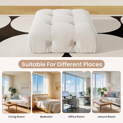 Modular Sectional Couches for Living Room, Modern Luxury Velvet Bubble Couch with Reversible Chaise Ottoman, Deep Seat Cloud Sectional Sofa (Ottoman, Beige)