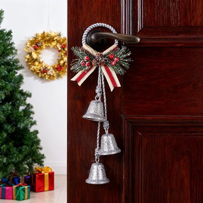 Christmas Bells Decorations Jingle Bell，Hanging Decorative for Door,Wall, Bedroom, Living Room,Tree Ornaments for Home Decor, Wreath, Door Hanging,Cluster Decorative Bells (Glittering Silver)
