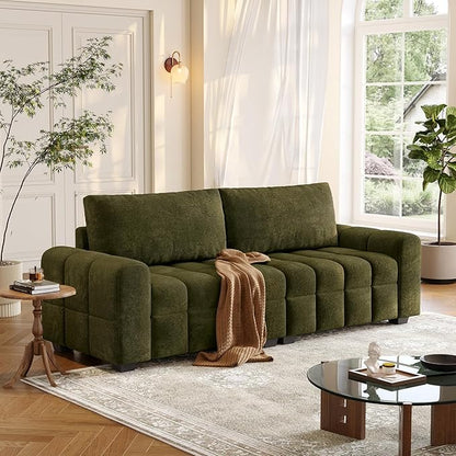 ONBRILL 82" Loveseat Sofa, Modern Chenille Sofa Couch for Living Room, Pull Point Seat Cushion, Easy Assembly, Comfy Love Seat for Small Spaces, Bedroom, Apartment, Green