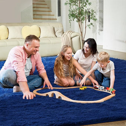 Ultra Soft Rug for Living Room, 6X9 Fluffy Shag Area Rug for Bedroom, Modern Shaggy Carpets Fuzzy Rug for Teens Dorm Nursery Home Decor Aesthetic, Upgrade Anti-Skid Durable, Blue